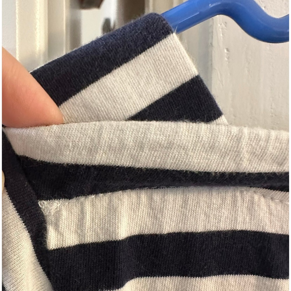 Crown & Ivy‎ Women's Striped Lace Trim Top Navy White Long Sleeve Size Large - Picture 5 of 6